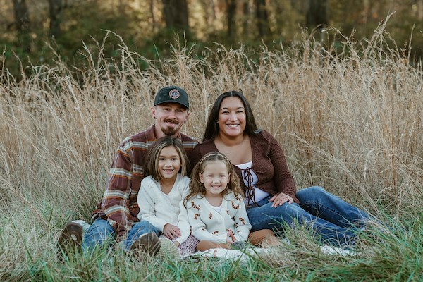 Outdoor family portraits in Dowagiac Michigan during golden hour
